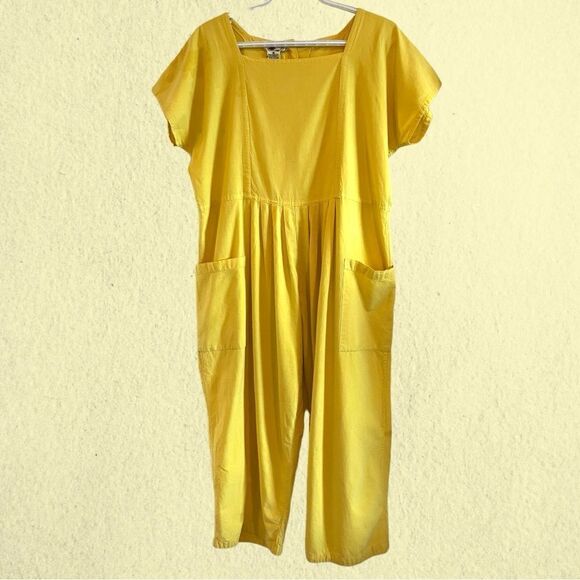 Vintage yellow cotton jumpsuit - Picture 1 of 15